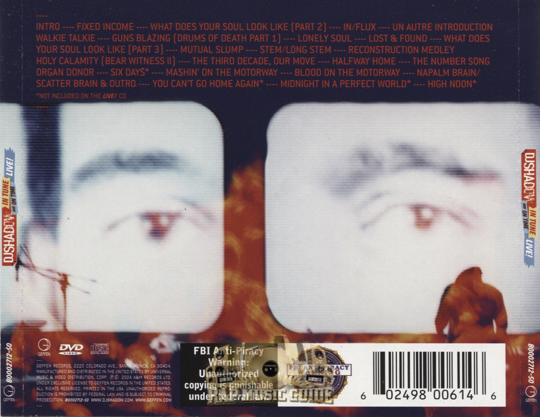 Dj Shadow Live In Tune And On Time DJ Shadow - Live! In Tune And On Time: CD | Rap Music Guide